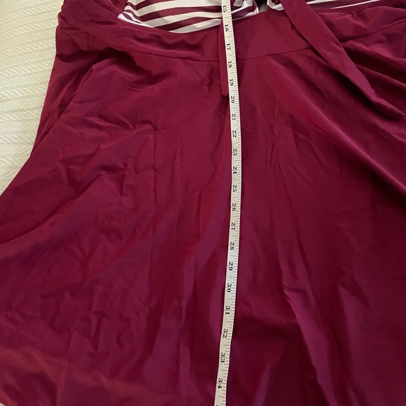 BloomChic Burgundy and White Striped Swim Dress - Picture 9 of 9